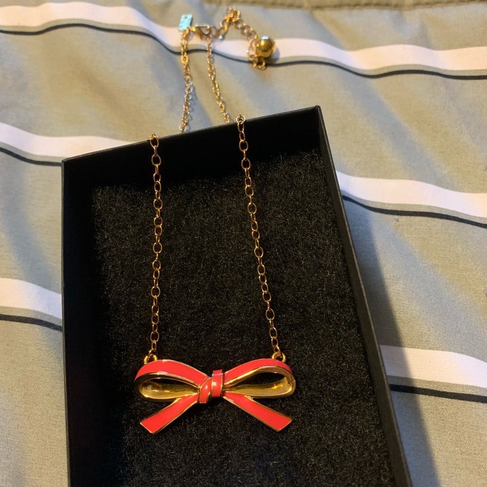 Kate Spade Pink & Gold Bow Necklace